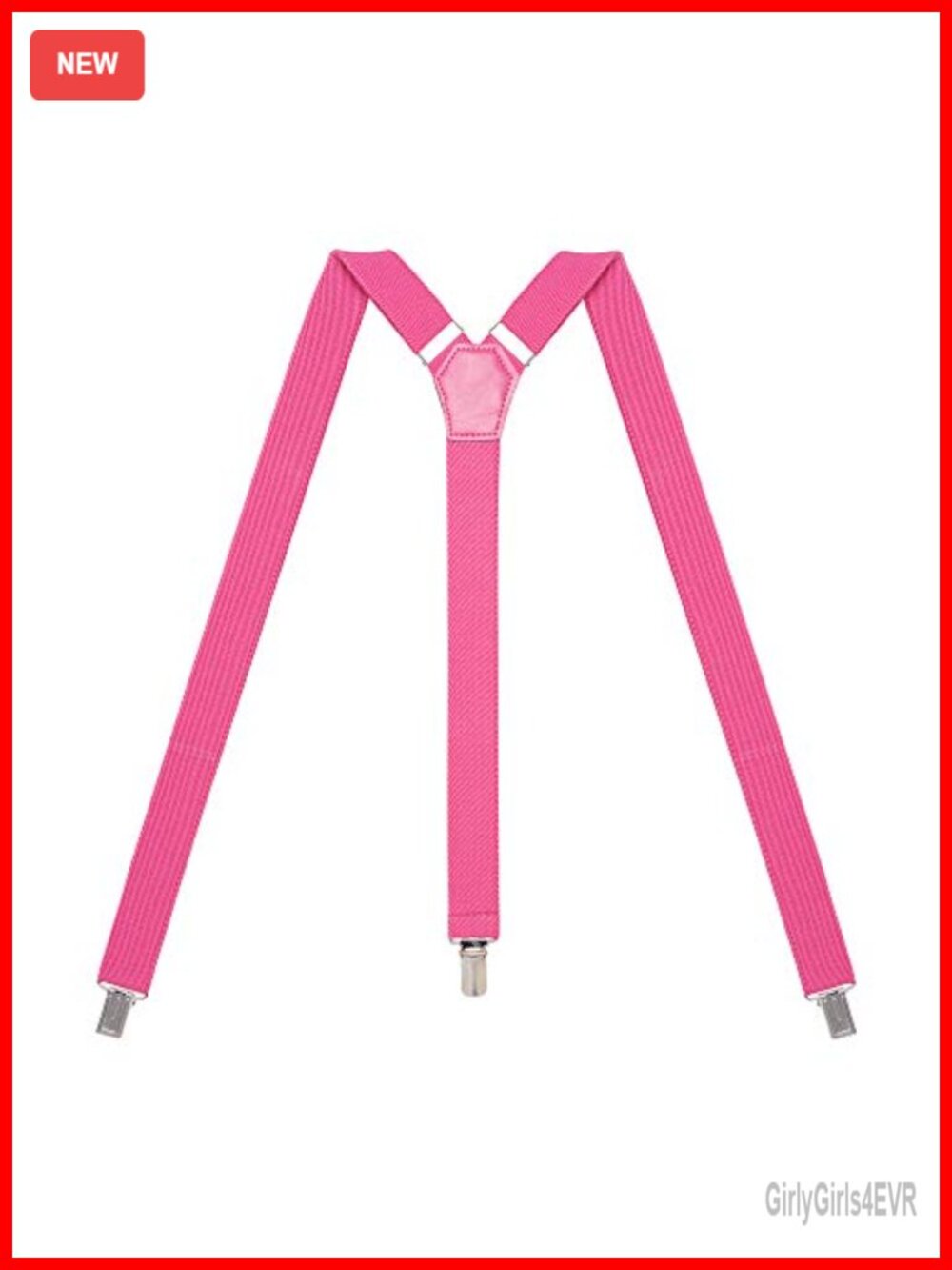 Y-Back Suspenders Adjustable Elastic 1" Wide Metal Clips